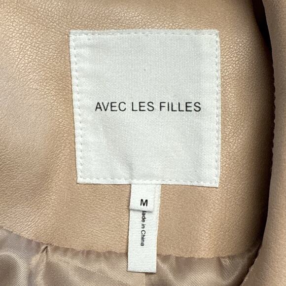 Avec Les Filles Jacket Pink Vegan Faux Leather Coat Quiet Luxury Women's Medium - Picture 4 of 5
